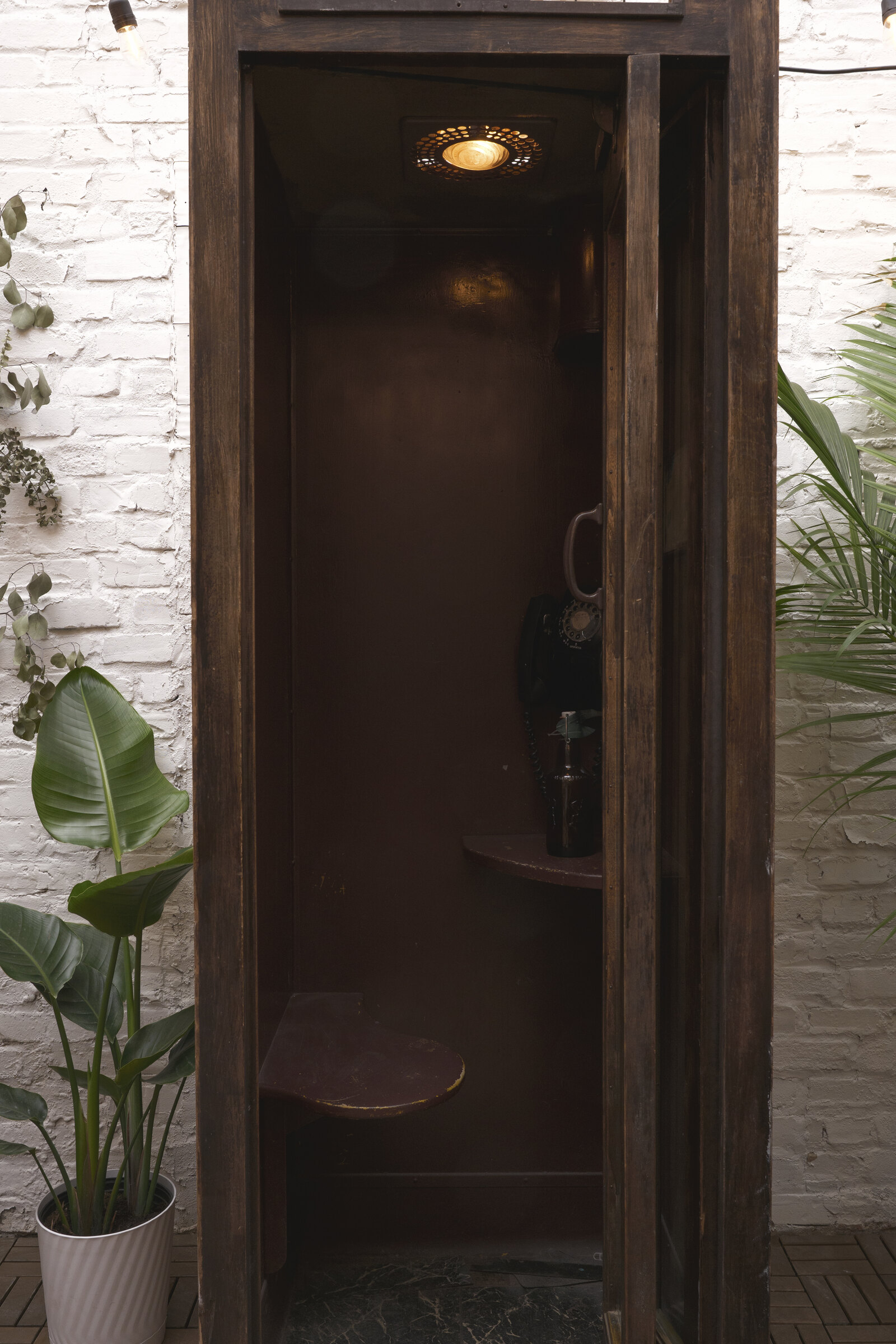 A doorway flanked by plants at Waterlab