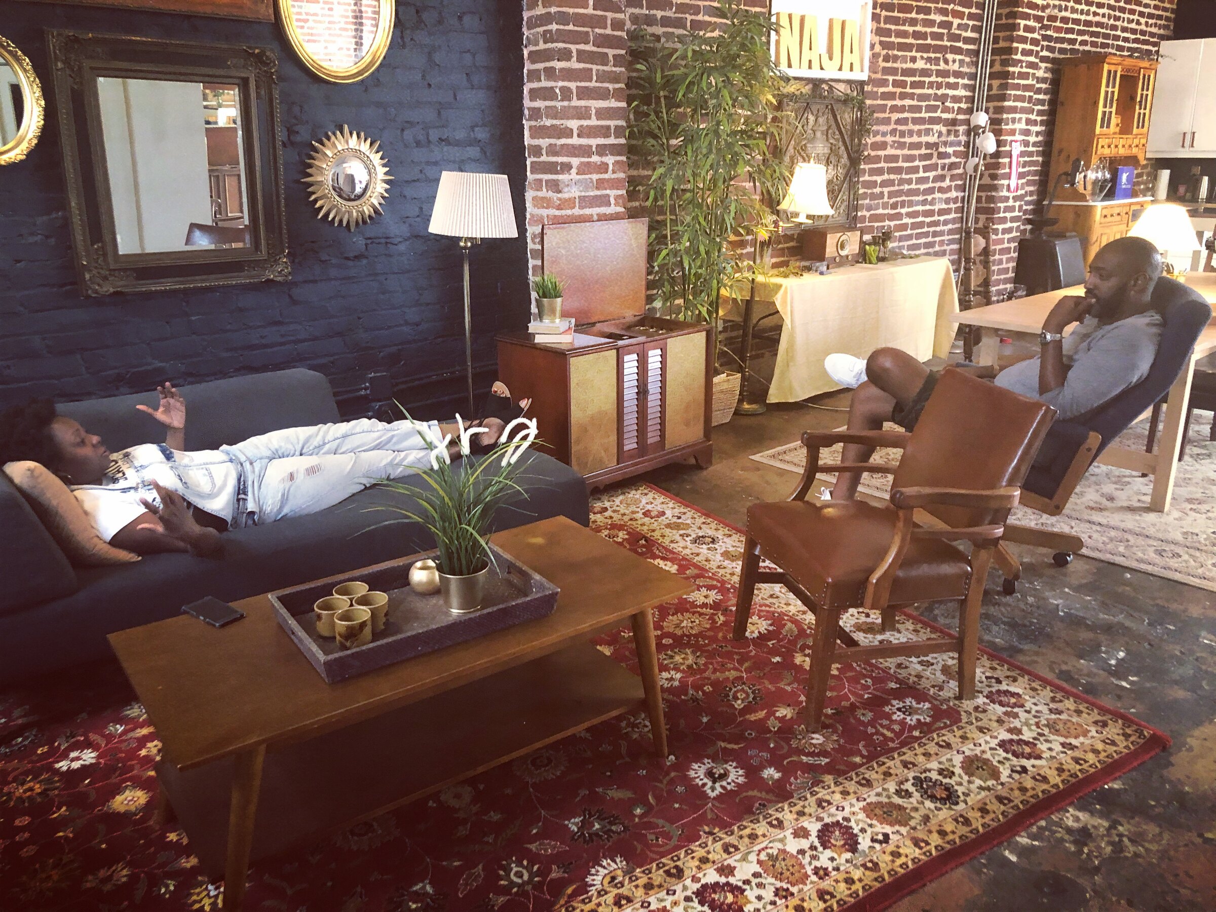 A quiet conversation in the sitting room