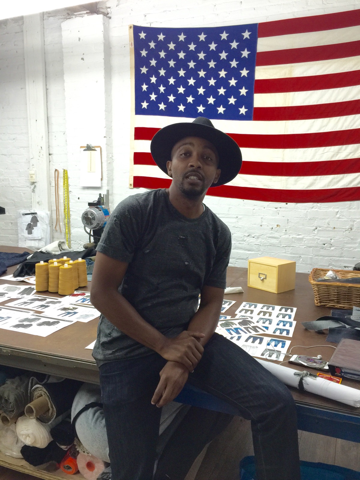 MF Blu in the garment studio at Waterlab